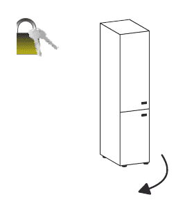 FLUX EVO LIBRERIA H.200 CON ANTA BASSA H.80 E ANTA MEDIA H.115 ENTRAMBI IN LEGNO SX-DX CON SERRATURA TOP STRUTTURALE COLORI MELAMINICO INCLUSO STRUTTURA COLORE ARGENTO - P.45,1xH.199,1xL.45 