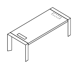 FOLD SCRIVANIA GAMBE IN METALLO CON PASSACAVI SPESSORE PIANO mm.70 - P.100xH.75xL.240 cm.