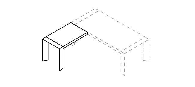 FOLD ALLUNGO LATERALE DX/SX GAMBA IN METALLO SPESSORE PIANO mm.70 - P.60xH.75xL.100 cm.