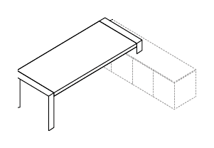 FOLD SCRIVANIA DA APPOGGIO SX/DX STRUTTURA GAMBE IN METALLO SPESSORE PIANO mm.70 - P.100xH.75xL.200 cm.