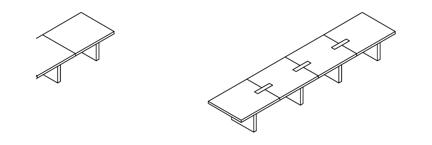 FOLD TAVOLO RIUNIONE MODULARE CON PASSACAVI - P.120xH.75xL.560 cm.