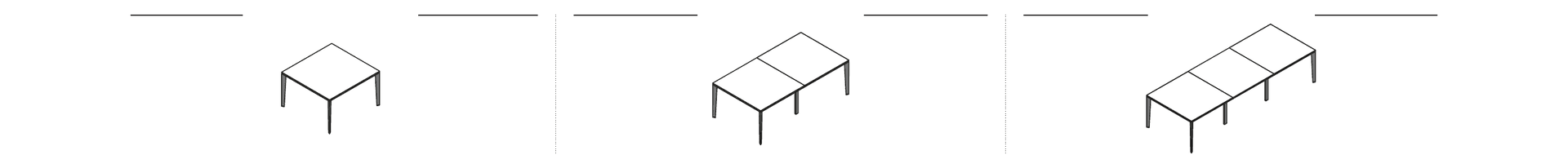 JOB TAVOLO RIUNIONE 2 MODULI PIANO LEGNO GAMBA METALLO COLORE NERO-TITANIO-QUARZO - P.123xH.74xL.240 cm.