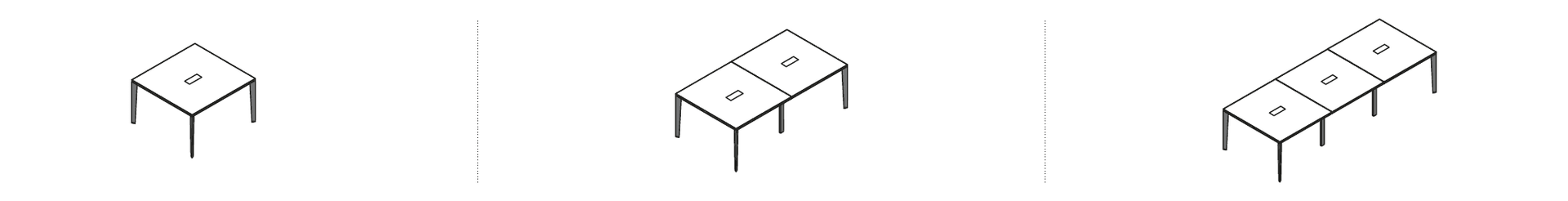 JOB TAVOLO RIUNIONE 1 MODULO PIANO LEGNO CON PASSACAVO E VASCHETTA RACCOGLI CAVI GAMBA METALLO - P.123xH.74xL.120 cm.