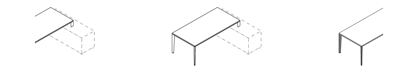 JOB SCRIVANIA PIANO IN LEGNO STRUTTURA GAMBA IN METALLO APPOGGIO METALLIZZATO NERO - P.100xH.74xL.200/180 cm.