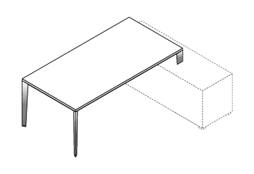 JOB SCRIVANIA PIANO IN LEGNO DA APPOGGIO GAMBA IN METALLO CROMATA - P.100xH.74xL.200 cm.
