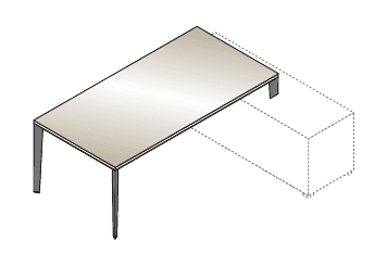 JOB SCRIVANIA PIANO IN VETRO DA APPOGGIO GAMBA IN METALLO NERO TITANIO QUARZO - P.100xH.74xL.200 cm.