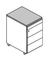 JOB CASSETTIERA IN METALLO CON TOP IN NOBILITATO PORTA CANCELLERIA E 3 CASSETTI COLORAZIONE BIANCO - METALLIZZATO - P.53xH.59xL.42,5 cm.