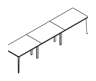 JOB SCRIVANIA IN LINEA PIANO NOBILITATO GAMBA IN METALLO SPESSORE PIANO mm.18 - P.80xH.74xL.360 cm.