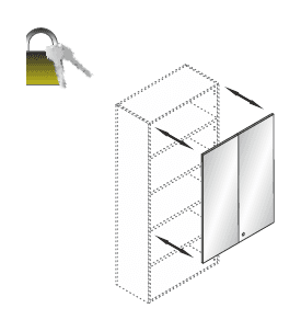 KAMOS PURE PLUS LIBRERIA UNIFICATA ANTA IN VETRO ACIDATO PER SOPRALZO H.120 TELAIO IN ALLUMINIO CON SERRATURA - P.2xL.90 cm.