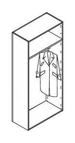 LIBRERIA A GIORNO CON 1 RIPIANO E ASTA APPENDIABITI ESTRAIBILE IN LEGNO E ASTA APPENDIABITI ESTRAIBILE CON SERRATURA VERSIONE PROFONDITA’ CM.36 - P.36xH.200/201,7xL.90 cm.