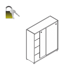 KAMOS PURE - KAMOS PLUS LIBRERIA ANTE SCORREVOLI CON SERRATURA H.80 - P.44xH.80xL.135 cm.