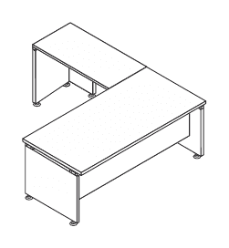 KAMOS PLUS SCRIVANIA RETTANGOLARE CON BASAMENTO IN LEGNO E APPENDICE LATERALE SX-DX SPESSORE PIANO mm.38 - P.190xH.73,3xL.180 cm.