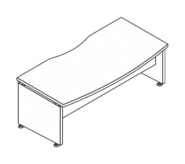 KAMOS PLUS SCRIVANIA DIREZIONALE SAGOMATA SPESSORE PIANO mm.38 - P.100xH.73,3xL.200 cm.