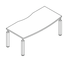 KAMOS PLUS SCRIVANIA DIREZIONALE SAGOMATA SPESSORE PIANO mm.38 - P.100xH.73,3xL.200 cm.