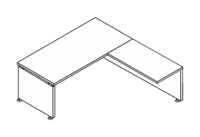 KAMOS PLUS SCRIVANIA RETTANGOLARE CON BASAMENTO IN LEGNO E APPENDICE LATERALE CON FIANCO A MURETTO SPESSORE PIANO mm.38 - P.190xH.73,3xL.160 cm.