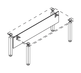 KAMOS PLUS GONNA PER SCRIVANIA CON GAMBE QUADRE IN METALLO - P.90xH.73,3xL.160 cm.