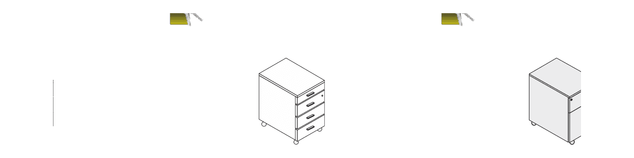 KAMOS PURE CASSETTIERA 4 CASSETTI SU RUOTE STRUTTURA IN MELAMINICO - P.60xL.42xH.56 cm. (h. piano cm.42,5)