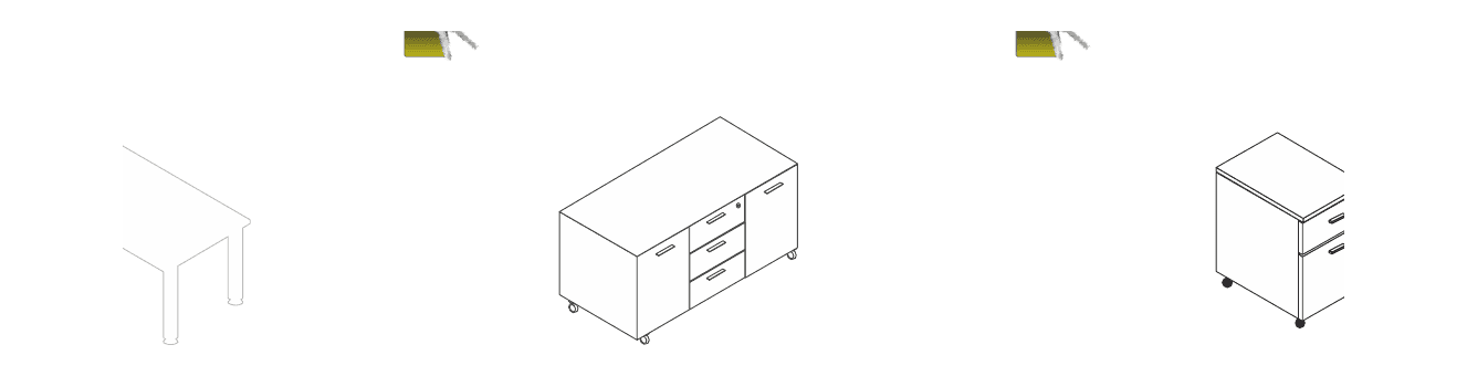 KAMOS PLUS MOBILE DI SERVIZIO CASSETTIERE PORTANTE CON CASSETTIERA 3 CASSETTI E 2 ANTE VERSIONE SX-DX 1 CASSETTO - P.52/60xH.42xL.123 cm.
