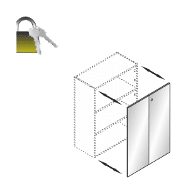 KAMOS PURE - KAMOS PLUS ANTA IN VETRO ACIDATO H.120 CON TELAIO IN ALLUMINIO E SERRATURA PER LIBRERIE UNIFICATE - P.2xH.120xL.90 cm.