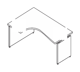 KAMOS PURE SCRIVANIA OPERATIVA ANGOLARE DX STRUTTURA LEGNO SPESSORE PIANO mm.25 - P.120xH.74,4xL.160 cm.