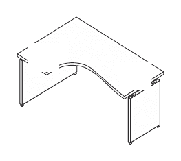 KAMOS PURE SCRIVANIA OPERATIVA ANGOLARE DX STRUTTURA LEGNO SPESSORE PIANO mm.25/60 - P.120xH.74,4xL.180 cm.