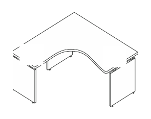 KAMOS PURE SCRIVANIA OPERATIVA ANGOLARE DX STRUTTURA LEGNO SPESSORE PIANO mm.25 - P.160xH.74,4xL.160 cm.