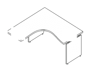KAMOS PURE SCRIVANIA OPERATIVA ANGOLARE SX PER AGGIUNTA CASSETTIERA PORTANTE PER PIANI O GAMBA CILINDRICA SPESSORE PIANO mm.25 - P.160xH.74,4xL.160 cm.