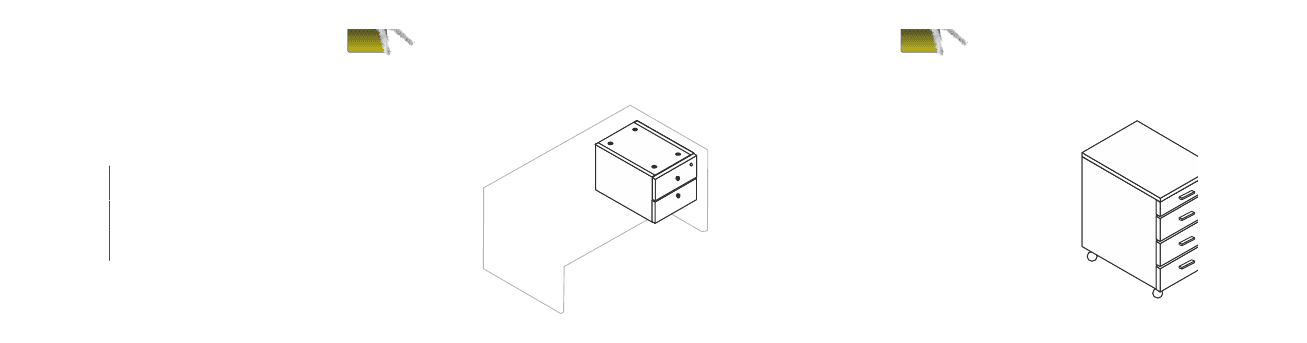 KAMOS PURE CASSETTIERA SU RUOTE PENSILE PER SCRIVANIA STRUTTURA LEGNO - P.42xL.60xH.32,5 cm. (H. TOTALE cm.42)