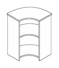 KAMOS PURE ANGOLO ESTERNO 90° PER BANCONI FRONTALE IN METALLO - P.89xL.89xH.109 cm.