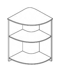 KAMOS PURE ANGOLO INTERNO 90° PER BANCONI STRUTTURA FRONTALE IN METALLO - P.59,4xH.109xL.59,4 cm.