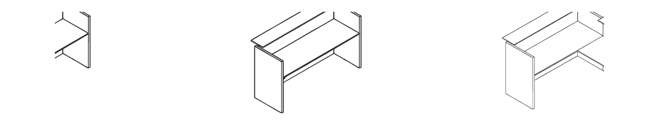 MIRO' RECEPTION TOP E COMPOSIZIONE STRUTTURA TOP E FASCE FRONTALI IN MELAMINICO - SUPPLEMENTO FASCIA FRONTALE P.80 - L.208xP.95xH.109,5 h.223 cm.