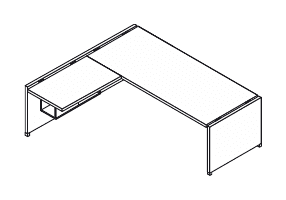 TOWER EVO SCRIVANIA RETTANGOLARE BASAMENTO LEGNO FIANCO A MURETTO PIANO APPENDICE CON CONTENITORE SOSPESO SX VERSIONE ANGOLARE SX-DX SPESSORE PIANO mm.38 - P.90xH.74xL.160 cm.