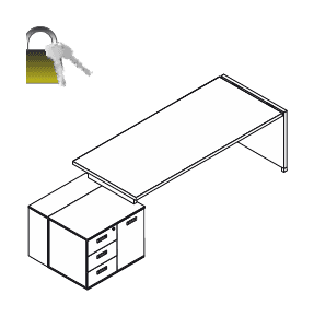 TOWER EVO SCRIVANIA RETTANGOLARE CON GAMBA IN LEGNO, LIBRERIA EVO E MOBILE DI SERVIZIO PORTANTE DX SPESSORE PIANO mm.38 - H.74xL.155 cm.