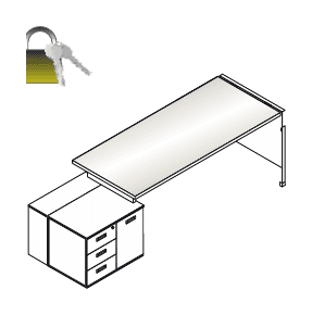 TOWER EVO SCRIVANIA RETTANGOLARE GAMBA IN LEGNO E PIANO IN VETRO TEMPERATO mm.10 CON LIBRERIA EVO E MOBILE DI SERVIZIO PORTANTE DX - H.74xL.155 cm.
