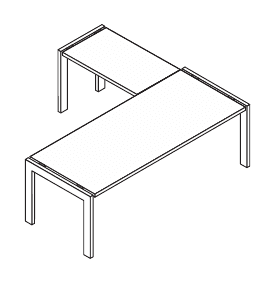 TOWER EVO SCRIVANIA RETTANGOLARE CON GAMBE IN METALLO E APPENDICE LATERALE SX - DX SPESSORE PIANO mm.38 - P.90xH.74xL.200 cm.