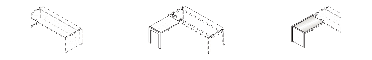 TOWER EVO APPENDICE VERSIONE SX PIANO IN LEGNO E GAMBE IN METALLO BASAMENTO - P.60xH.74xL.105 cm.