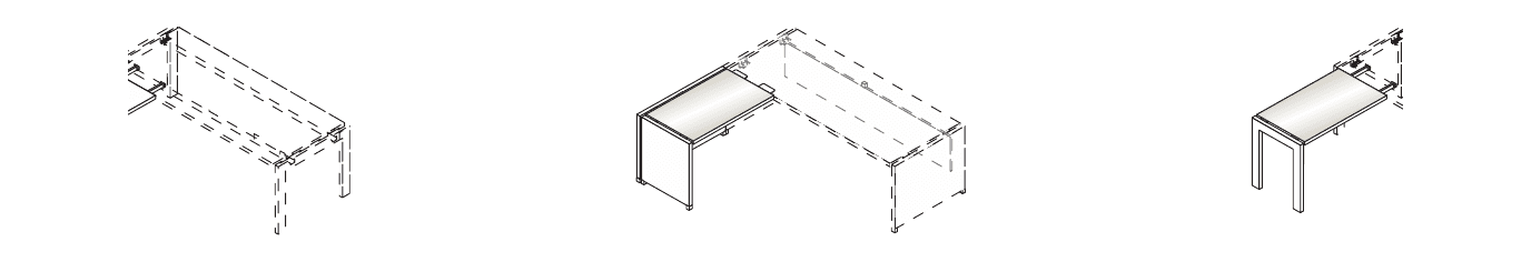 TOWER EVO APPENDICE VERSIONE DX PIANO IN VETRO E PIANO IN METALLO BASAMENTO IN LEGNO GAMBE - P.105xL.65xH.74 cm. (appendice H.105 cm.)