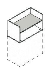 VISTA LIBRERIA AGGREGABILE RIPIANO PER MODULO SOPRALZO - P.37,9xH.1,8xL.60 cm.