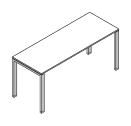 VISTA SCRIVANIA INDIPENDENTE PIANO IN LEGNO GAMBE A PONTE SPESSORE PIANO mm.18 - P.60xH.73,7xL.140 cm.