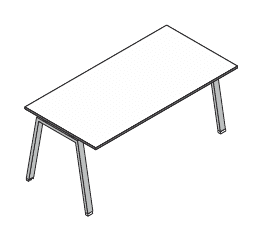 VISTA SCRIVANIA INDIPENDENTE PIANO IN LEGNO GAMBE A CAVALLETTO SPESSORE PIANO mm.18 - P.80xH.73,7xL.80 cm.