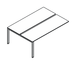 VISTA SCRIVANIA DOPPIA DA APPOGGIO O ELEMENTO FINALE PER AGGREGAZIONI LINEARI STRUTTURA GAMBE A PONTE PIANO LEGNO SPESSORE mm.18 - P.60+60xH.73,7xL.120 cm.