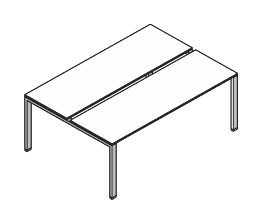 VISTA SCRIVANIA DOPPIA INDIPENDENTE STRUTTURA GAMBE A PONTE PIANO IN LEGNO SPESSORE mm.18 - P.60/126xH.73,7xL.120 cm.