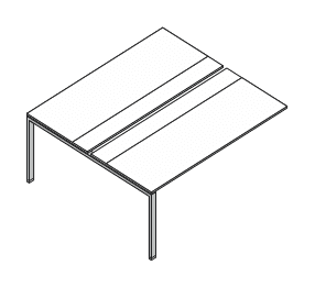 VISTA SCRIVANIA DOPPIA DA APPOGGIO O ELEMENTO FINALE PER AGGREGAZIONI LINEARI STRUTTURA GAMBE A PONTE PIANO LEGNO SPESSORE PIANO mm.18 - P.166xH.73,7xL.120 cm.