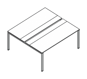 VISTA SCRIVANIA DOPPIA INDIPENDENTE CON PIANO IN LEGNO SPESSORE MM.18 E GAMBE A PONTE - P.166xH.73,7xL.120 cm.
