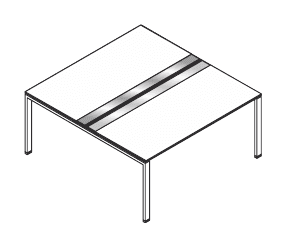 VISTA SCRIVANIA DOPPIA INDIPENDENTE STRUTTURA GAMBE A PONTE PIANO LEGNO SPESSORE mm.18 - P.166xH.73,7xL.120 cm.