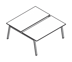 VISTA SCRIVANIA DOPPIA INDIPENDENTE PIANI IN LEGNO SPESSORE mm.18 P.80+80 E GAMBE A CAVALLETTO - P.166xH.73,7xL.200 cm.