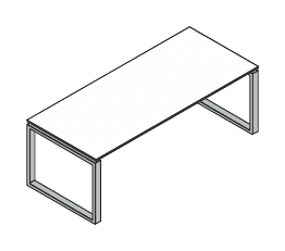VISTA SCRIVANIA INDIPENDENTE PIANO LEGNO GAMBE AD ANELLO SPESSORE PIANO mm.18 - P.80xH.73,7xL.100 cm.