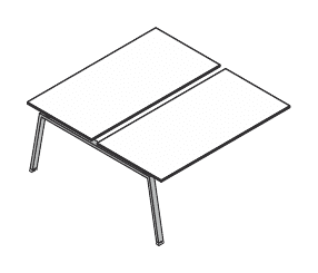 VISTA SCRIVANIA DOPPIA DA APPOGGIO O ELEMENTO FINALE PER AGGREGAZIONI LINEARI STRUTTURA LEGNO CON GAMBE A CAVALLETTO SPESSORE PIANO mm.18 - P.166xH.73,7xL.200 cm.