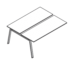 VISTA SCRIVANIA DOPPIA DA APPOGGIO O ELEMENTO FINALE PER AGGREGAZIONI LINEARI STRUTTURA GAMBE A CAVALLETTO SPESSORE PIANO mm.18 - P.126xH.73,7xL.120 cm.