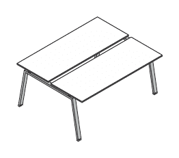 VISTA SCRIVANIA DOPPIA INDIPENDENTE PIANO LEGNO SPESSORE mm.18 GAMBE A CAVALLETTO - P.126xH.73,7xL.200 cm.
